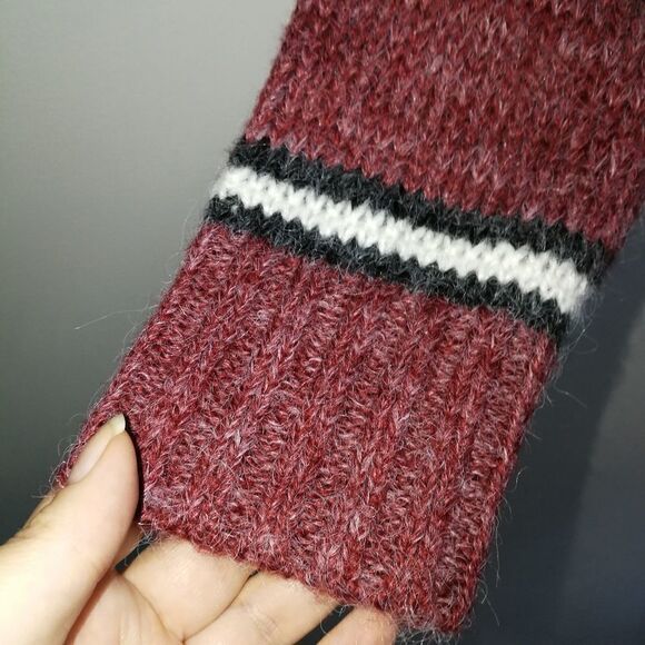 Stripes Burgundy & White Casual Knitted Crewneck Sweater NWT Size Large - Picture 7 of 14